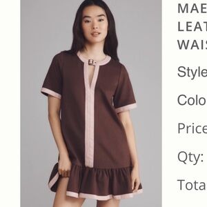 Anthropologie Brown and Pink Midi Dress